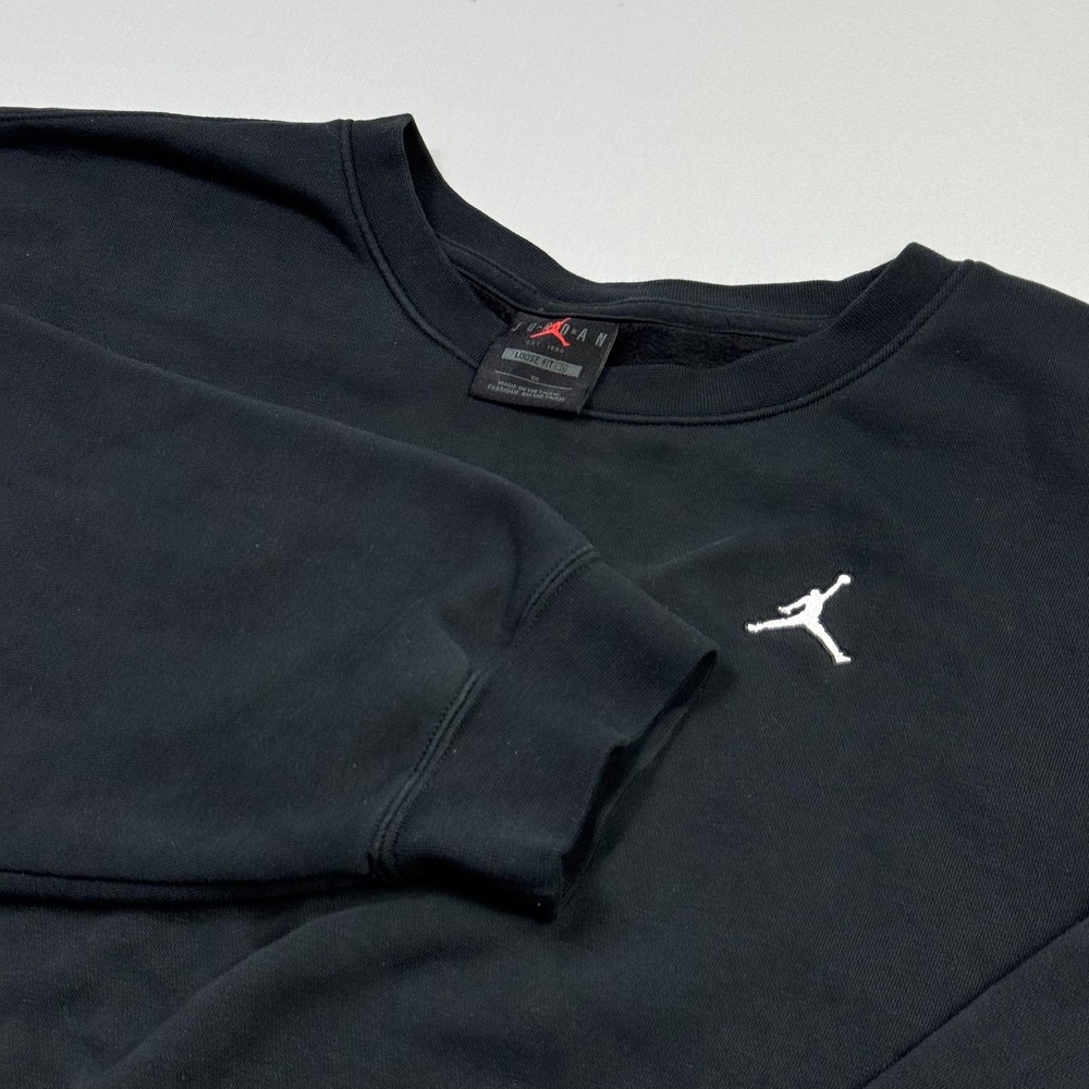 Nike Air Jordan Fleece Brooklyn Sweatshirt Womens 1X Black Crew‎ Jumpman